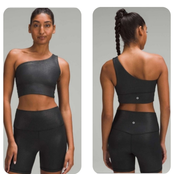 Lululemon Align Asym Rib Bra A/B Black Shine Size 8 Light Support Sports Bra - Picture 1 of 11